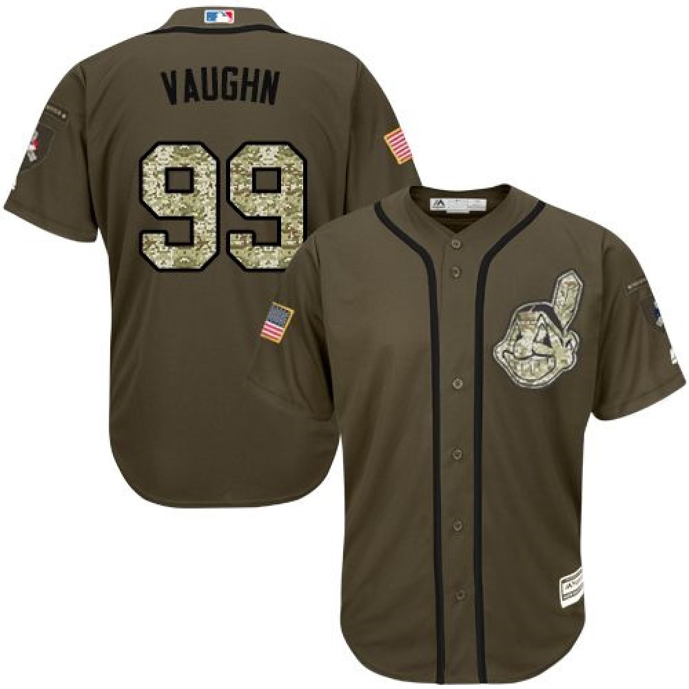 indians #99 Ricky Vaughn Green Salute to Service Stitched MLB Jersey 1