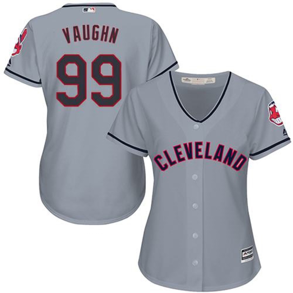 indians #99 Ricky Vaughn Grey Women's Road Stitched MLB Jersey 1