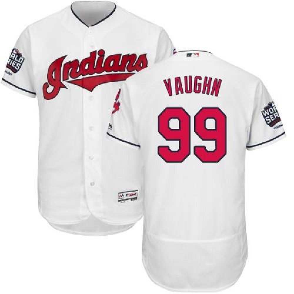 indians #99 Ricky Vaughn White Flexbase Authentic Collection 2016 World Series Bound Stitched MLB Jersey 1