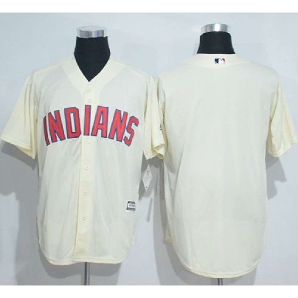 indians Blank Cream New Cool Base Stitched MLB Jersey 1