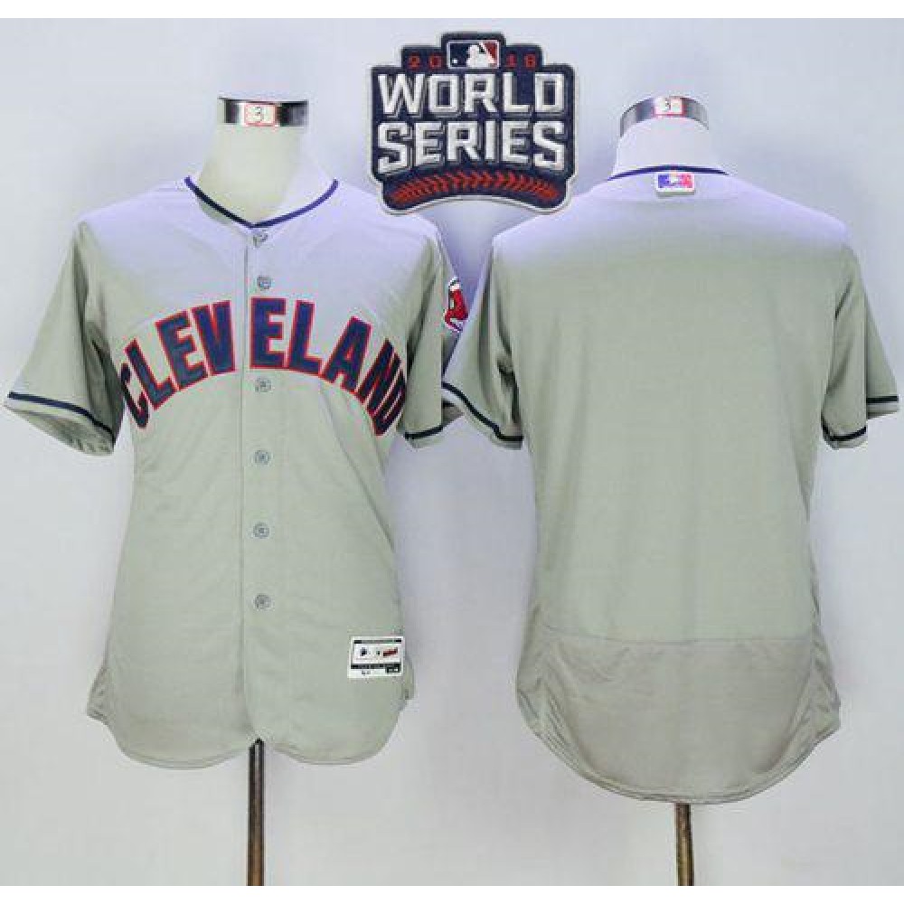 indians Blank Grey Flexbase Authentic Collection 2016 World Series Bound Stitched MLB Jersey 1