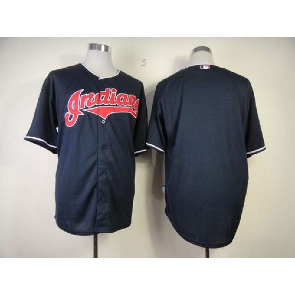 indians Blank Navy Blue Cool Base Stitched MLB Jersey 1