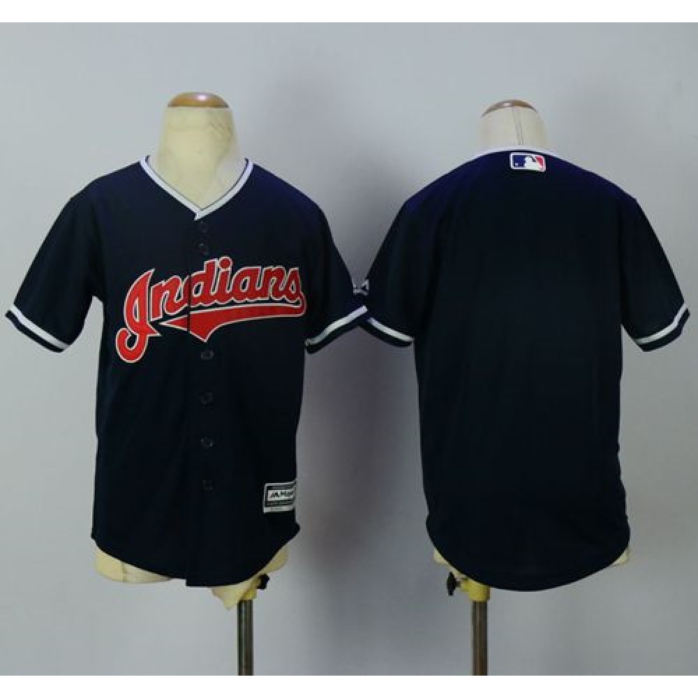 indians Blank Navy Blue Cool Base Stitched Youth MLB Jersey 1