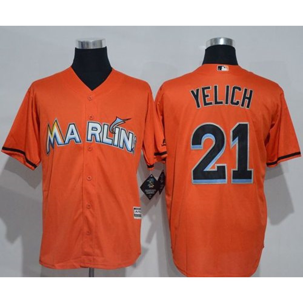 marlins #21 Christian Yelich Orange New Cool Base Stitched MLB Jersey 1