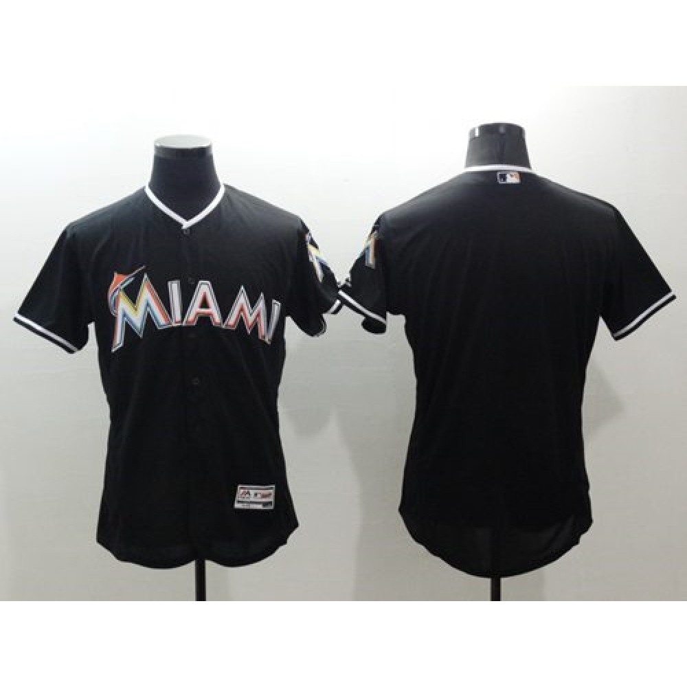 marlins Blank Black Flexbase Authentic Collection Stitched MLB Jersey 1