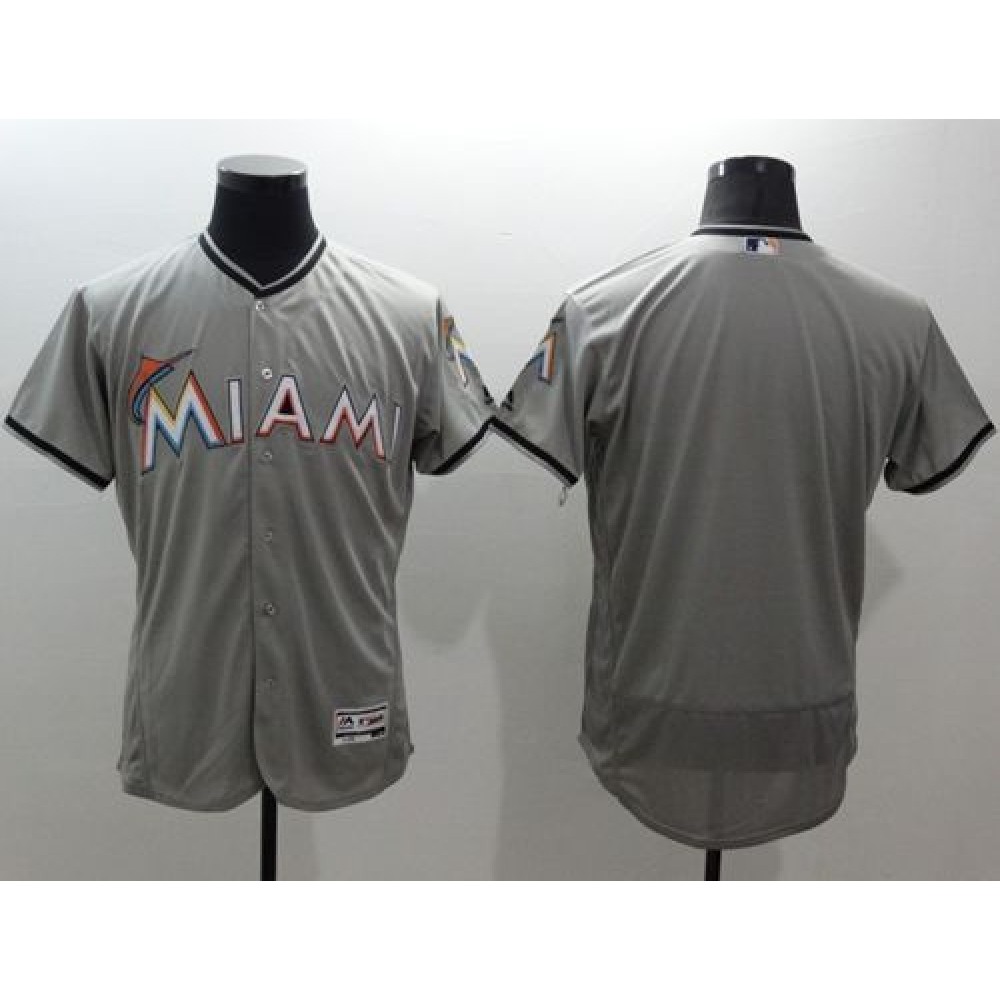 marlins Blank Grey Flexbase Authentic Collection Stitched MLB Jersey 1